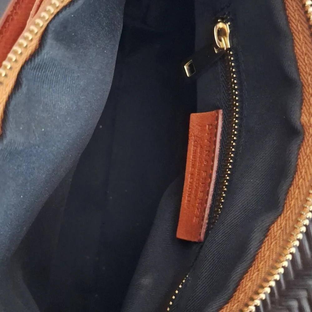 Classic Tan Leather Crossbody Bag with Gold Hardware